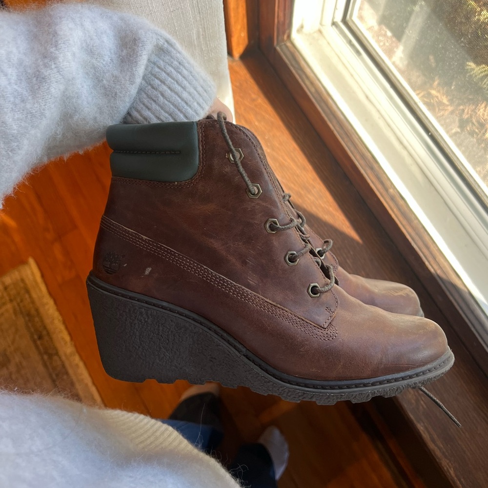 Timberland Women's Dark Brown Wedge Boots